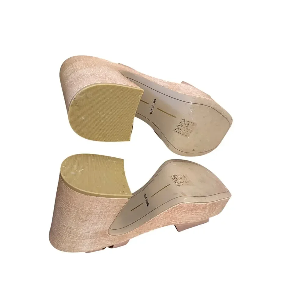 Dolce Vita Wallis Tan Leather Chunky Platform Heels Sandals Retro Festival Sz 9 - Picture 6 of 9